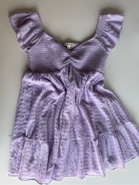 Charmed Hearts Lavender Smocked Ruffle Mini Dress Large